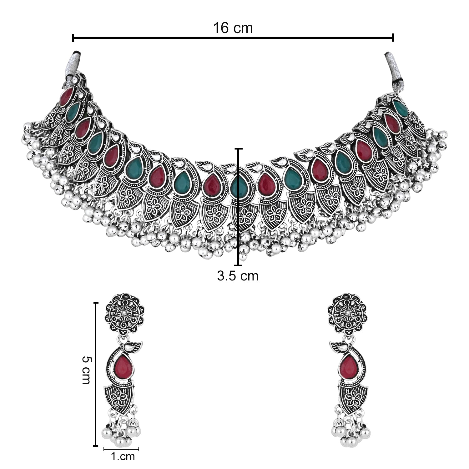 Tiya Multicolor Oxidised Choker Set