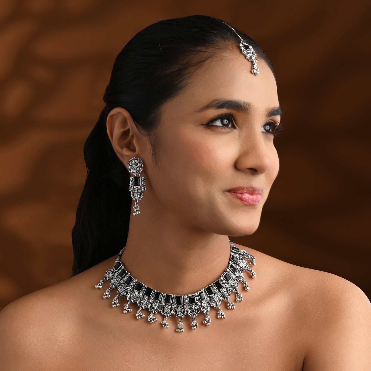 Lavika Black Oxidised Choker Set