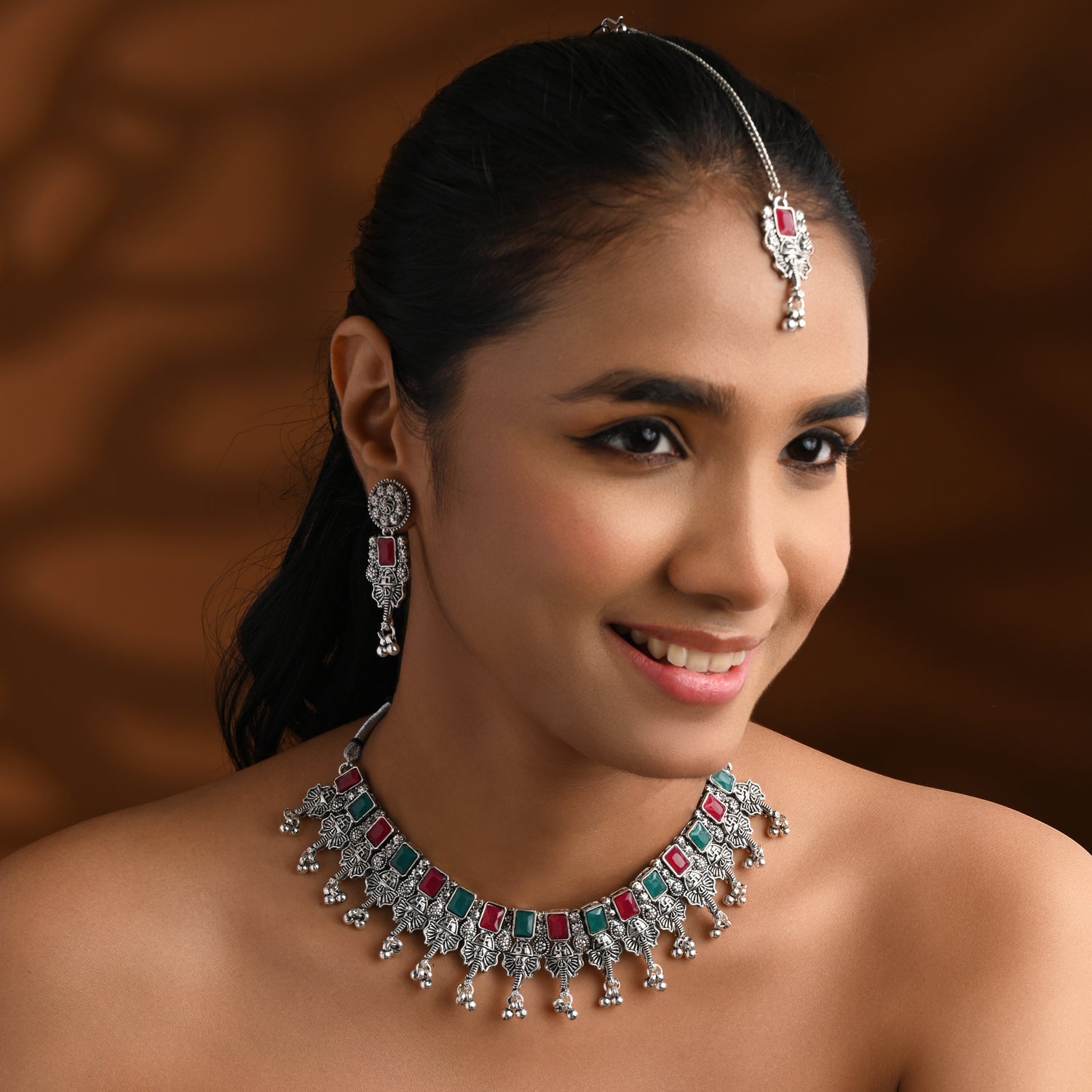 Lavika Multicolor Oxidised Choker Set