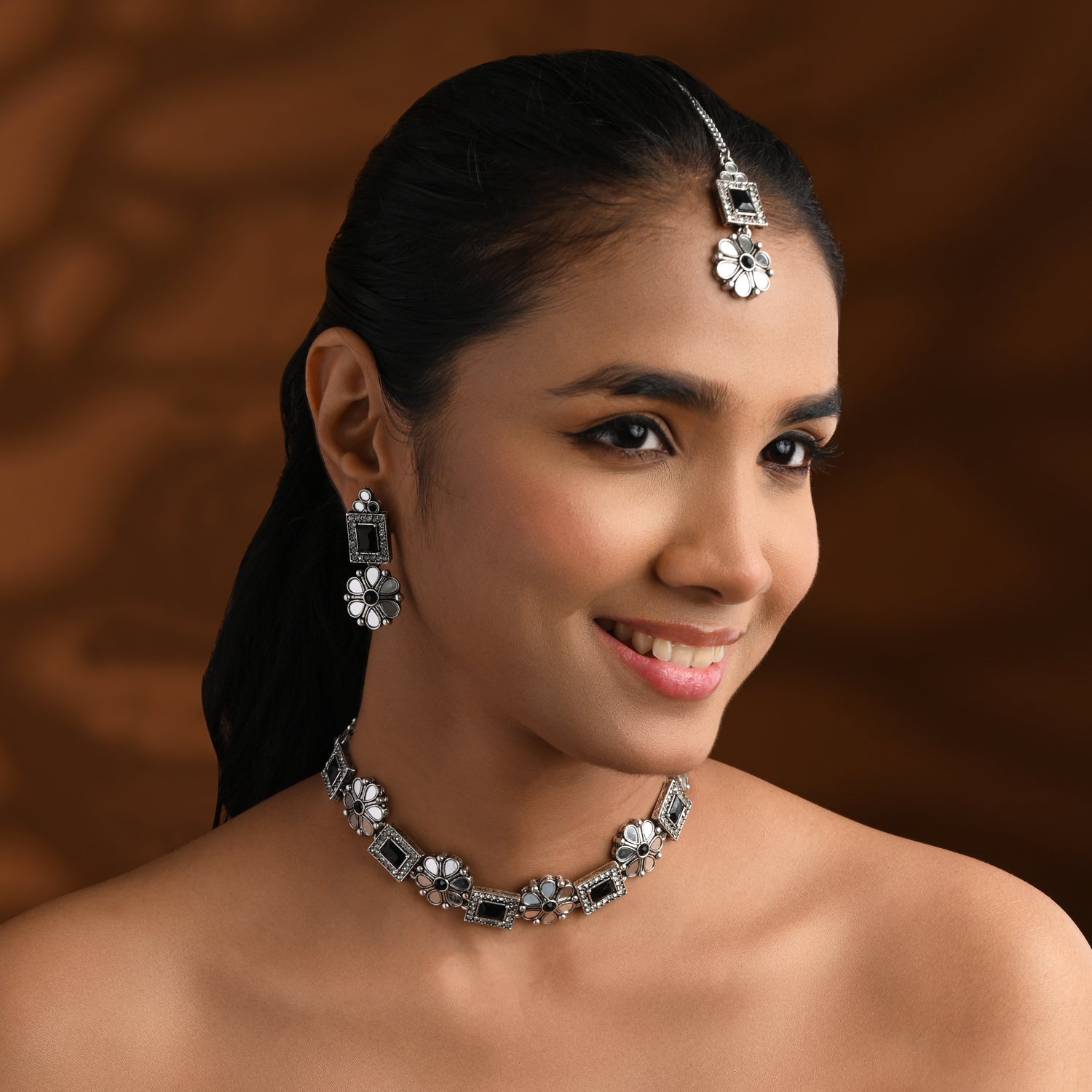 Brishti Black Oxidised Choker Set