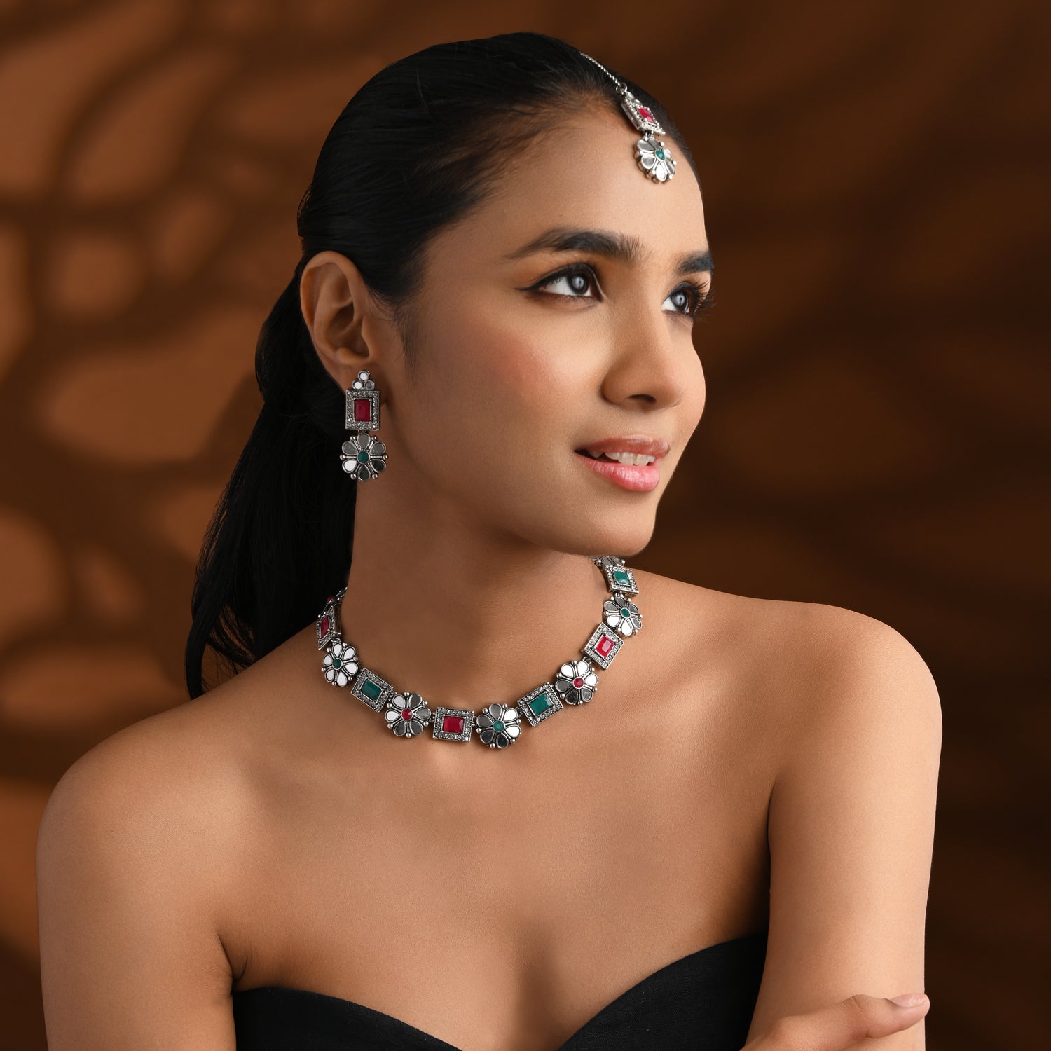 Brishti Multicolor Oxidised Choker Set