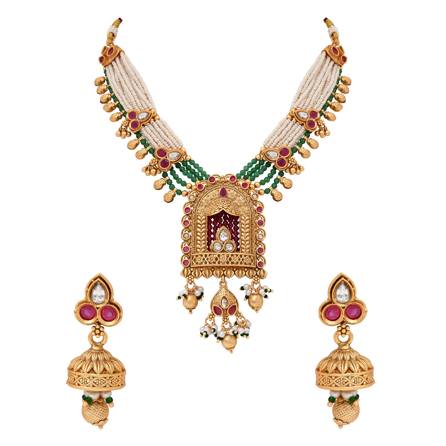 Hinal Green Necklace Set
