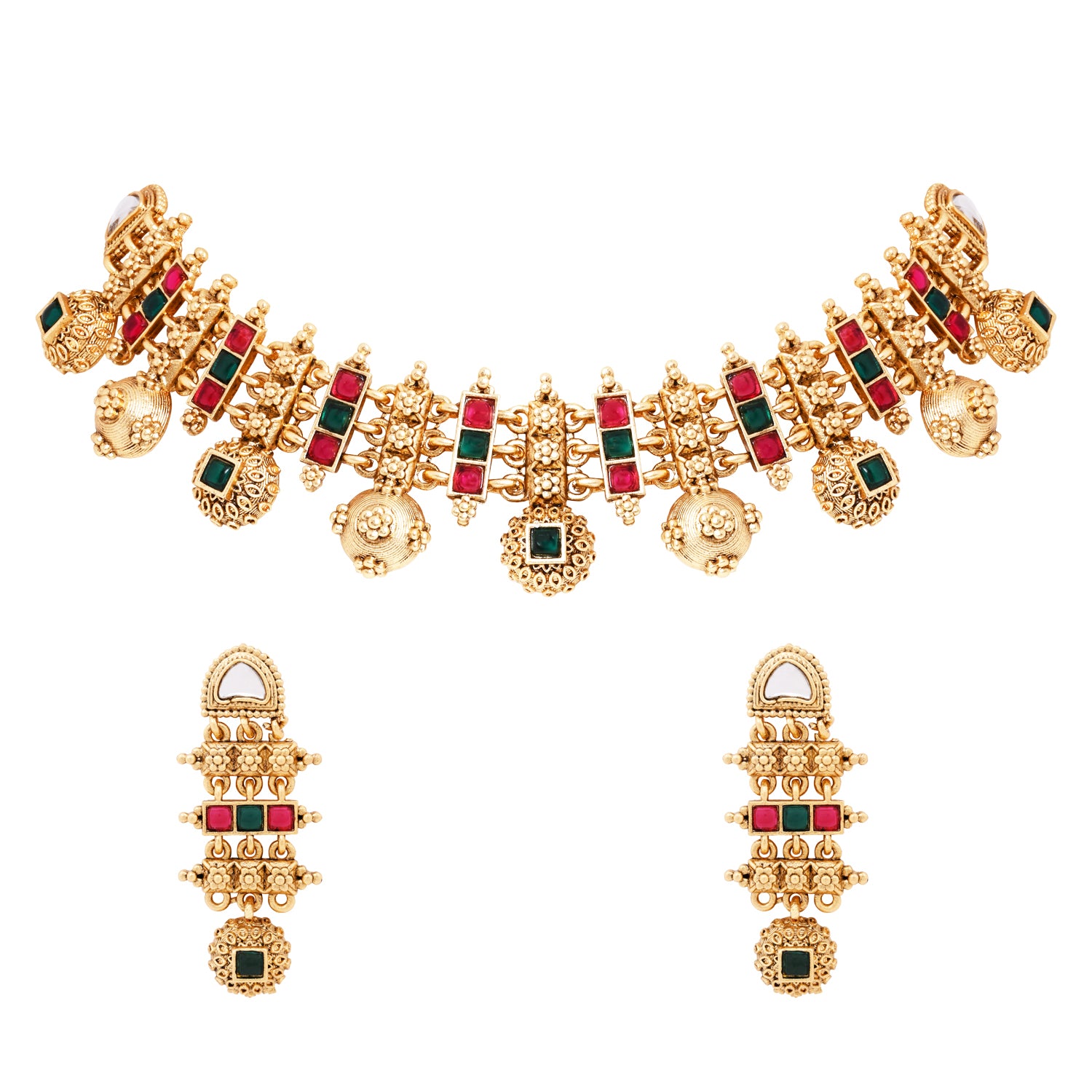 Zeisha - Traditional South Indian Matte Necklace Set