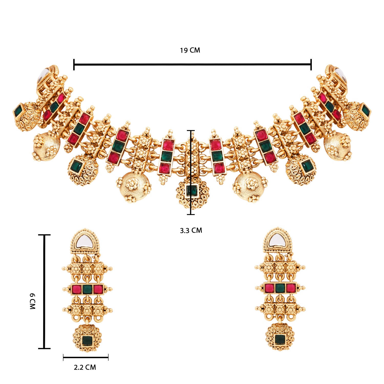 Zeisha - Traditional South Indian Matte Necklace Set