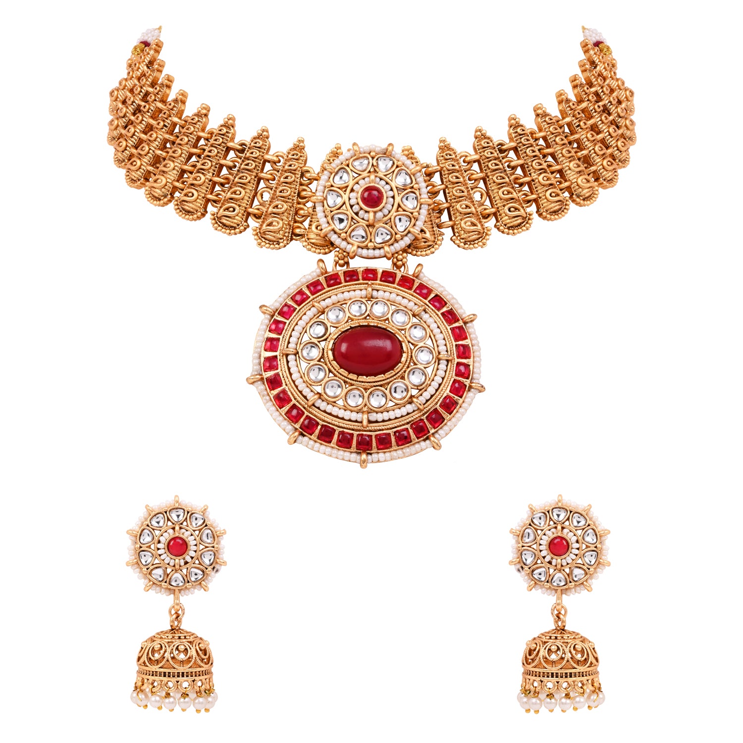 Ahiyaa - South Indian Pink Necklace Set