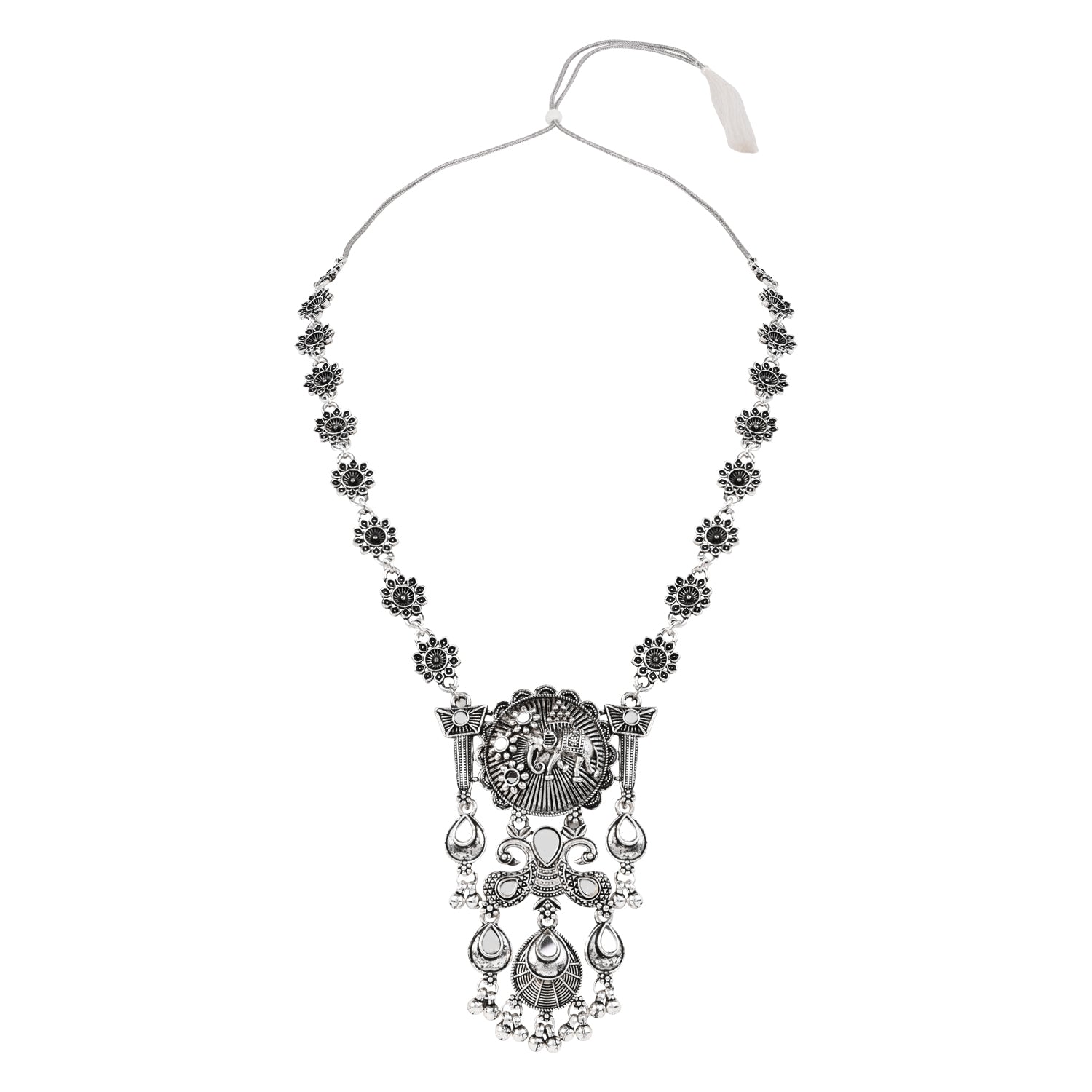 Oxidised Engraved Necklace Set - Festive Wear