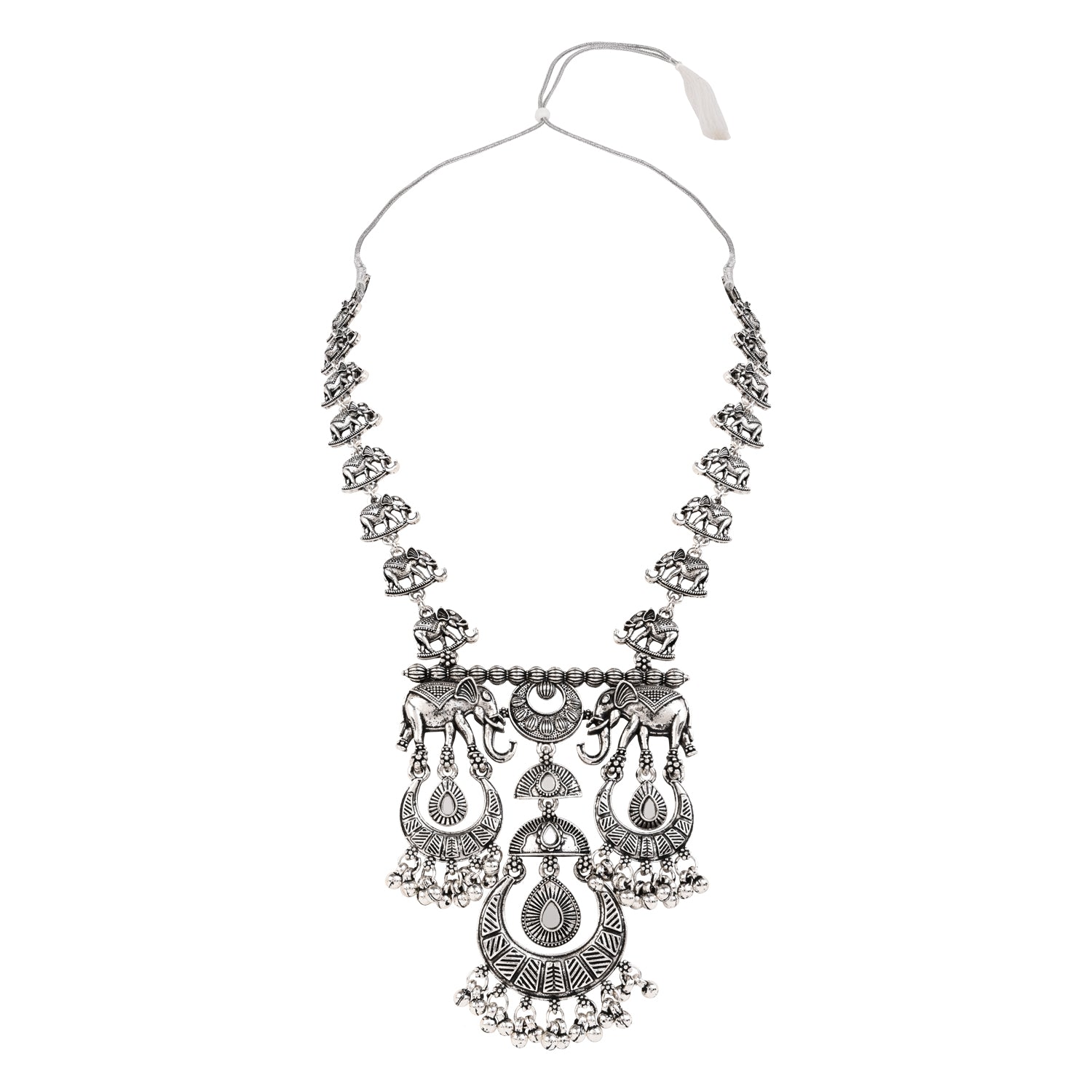 Statement Oxidised Necklace Set - Elephant Inspired