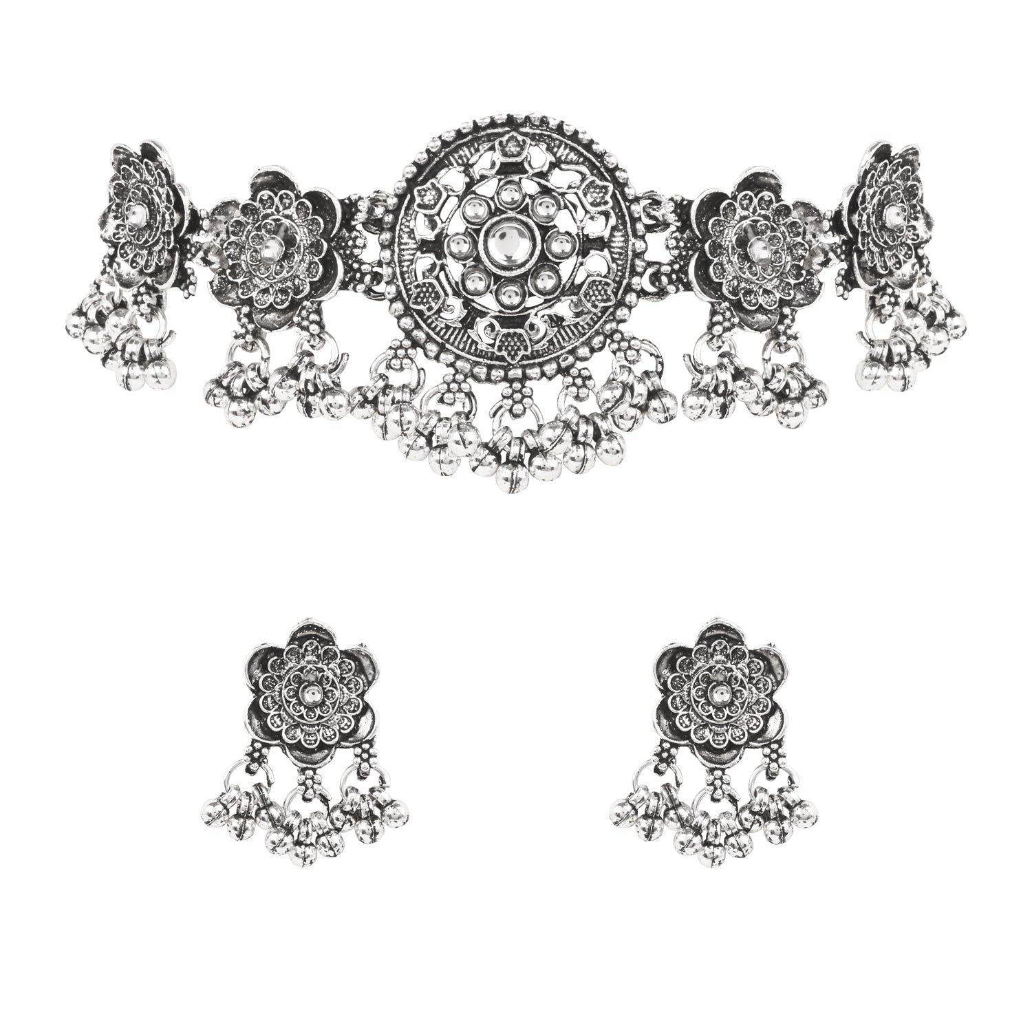 Antique Floral Round Pendant - Ethnic Design