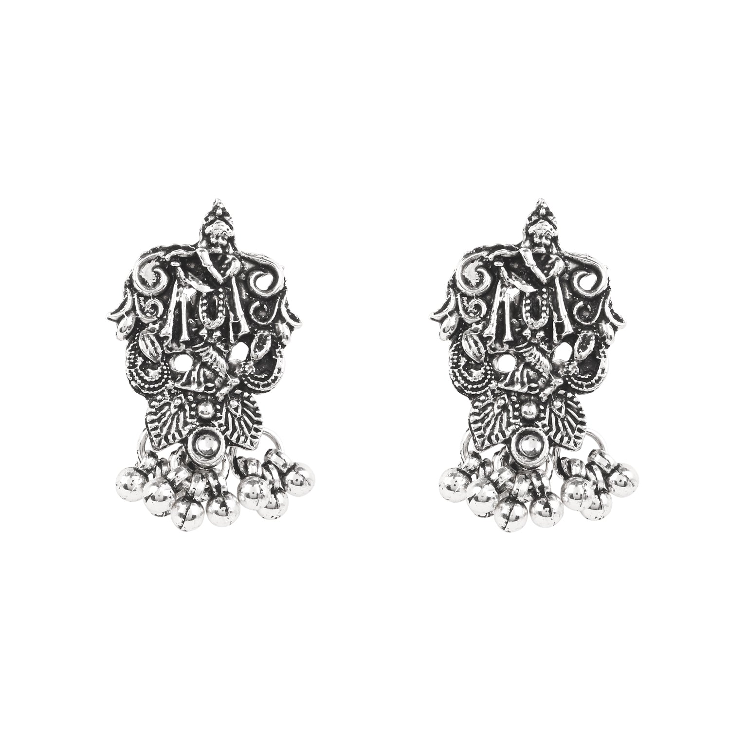 Antique Oxidised Silver Necklace Set - The Krishna Grace