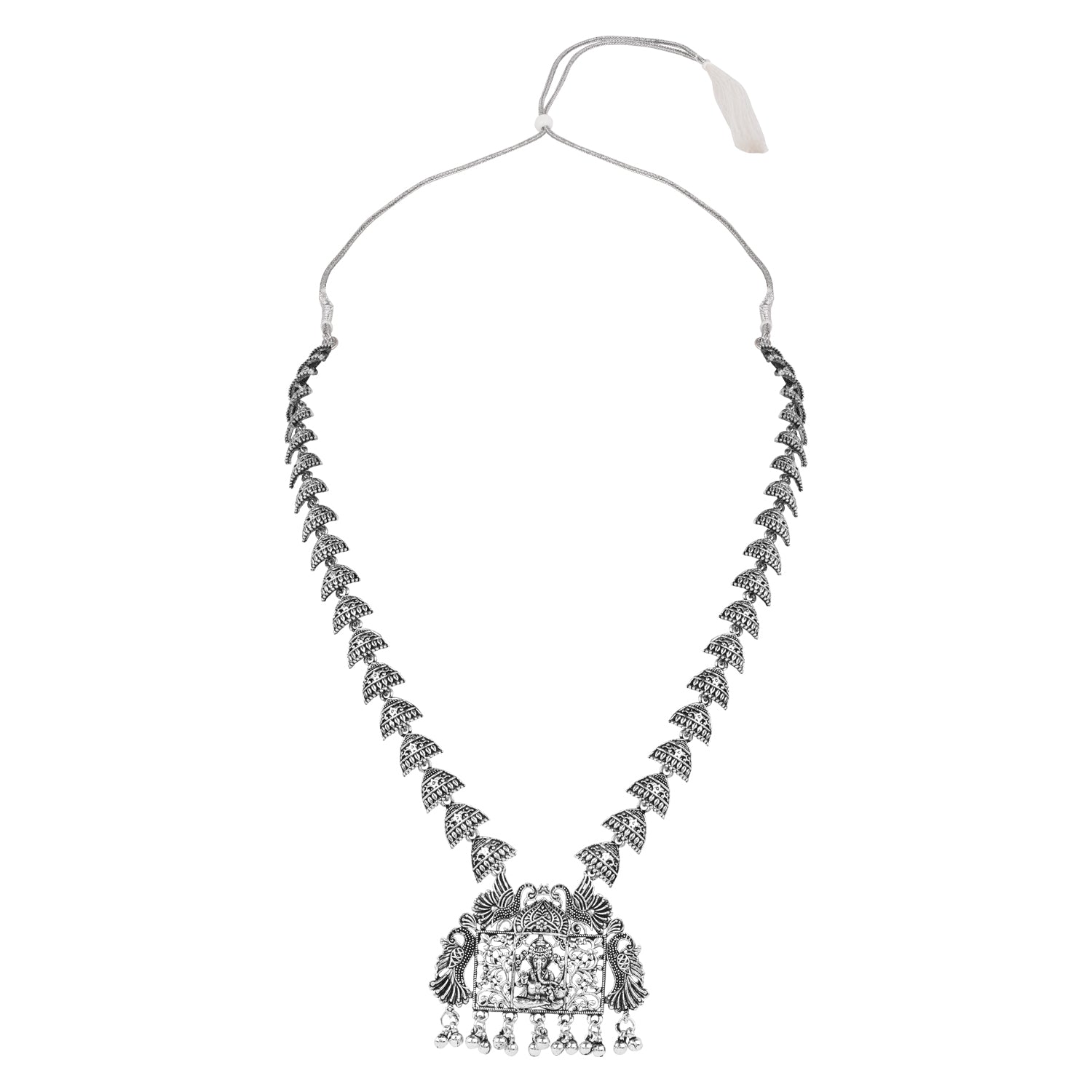 Oxidised Temple Motif Necklace with Earrings