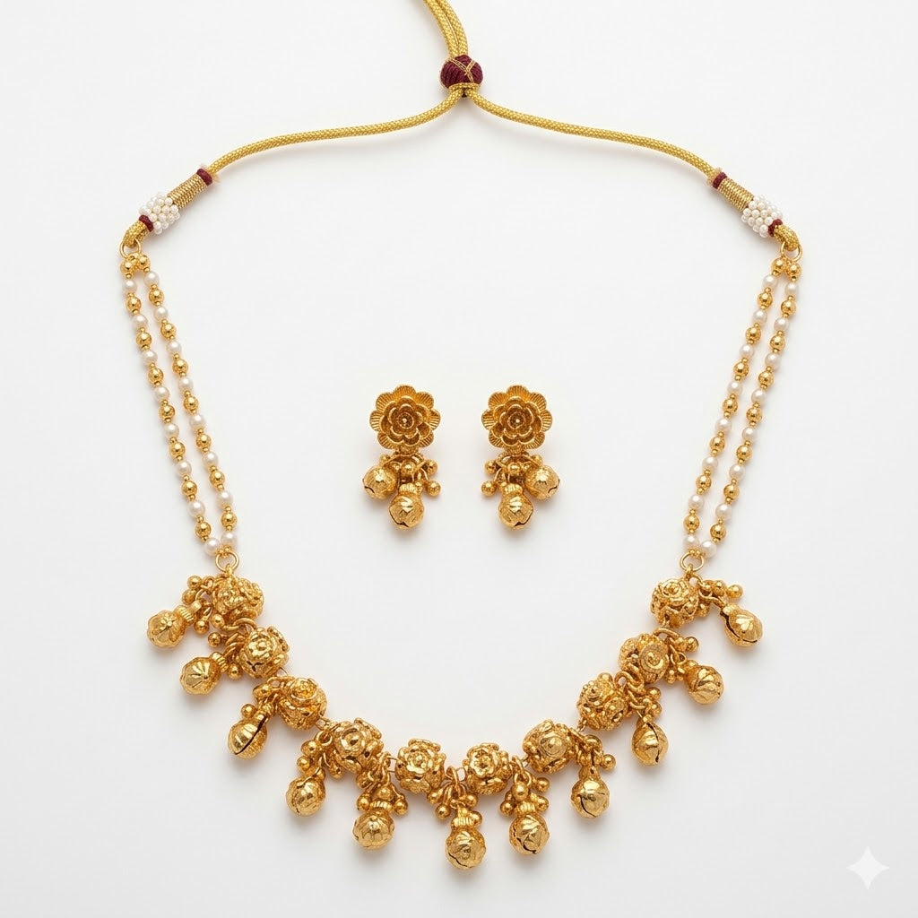 Ayra -Traditional Gunghroo Temple Style Necklace Set