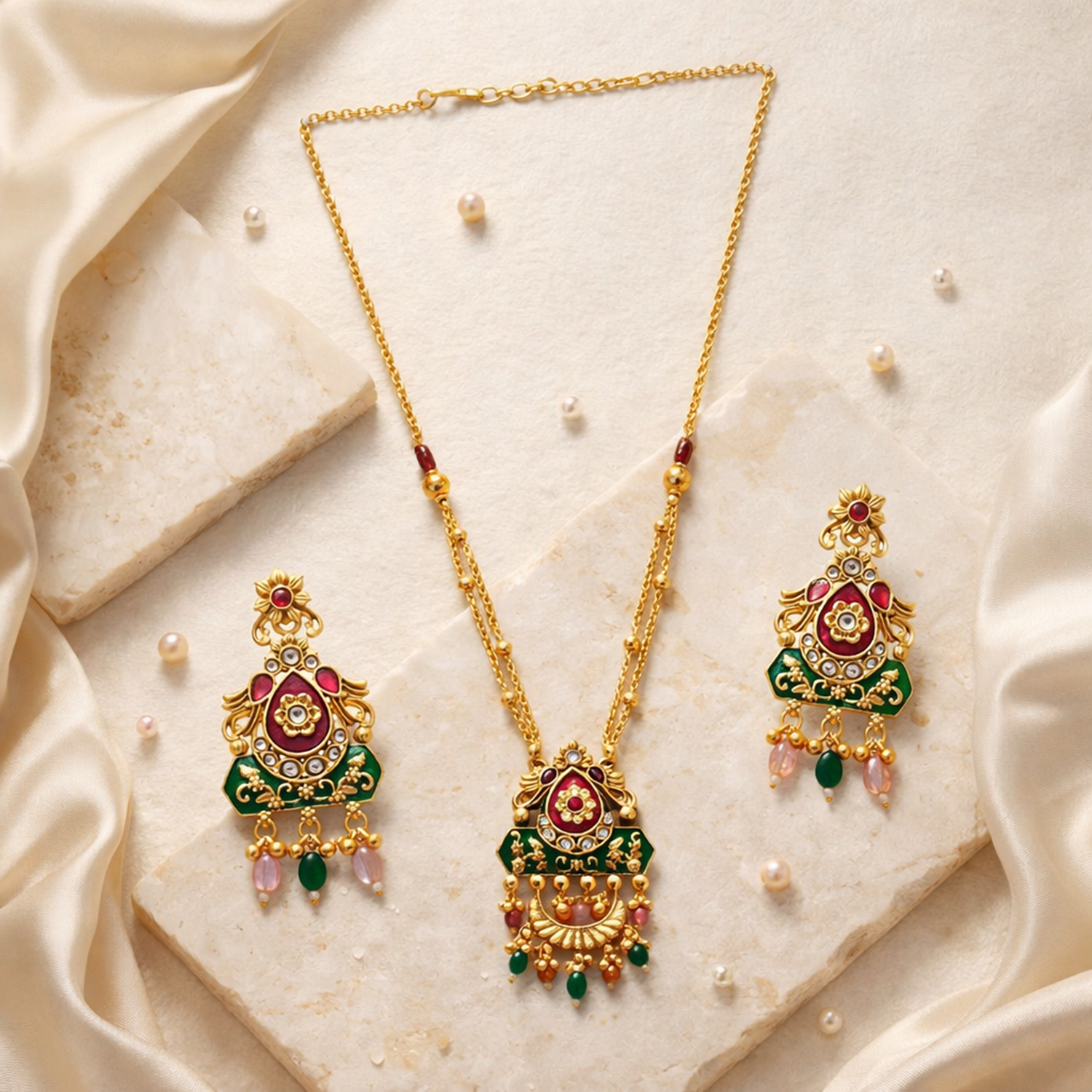 Vasanti- Traditional Temple Pendant Necklace Set