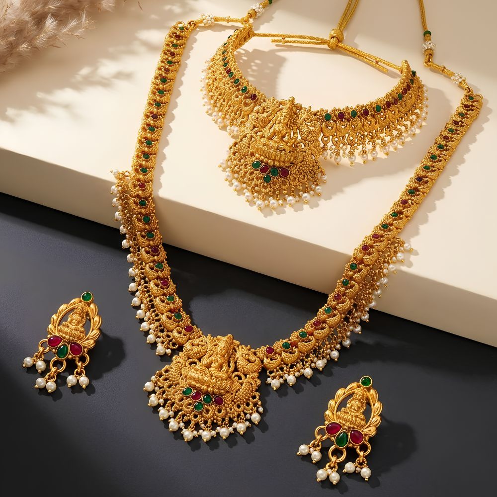 Anvika-Lakshmi Motif  Choker Necklace Set