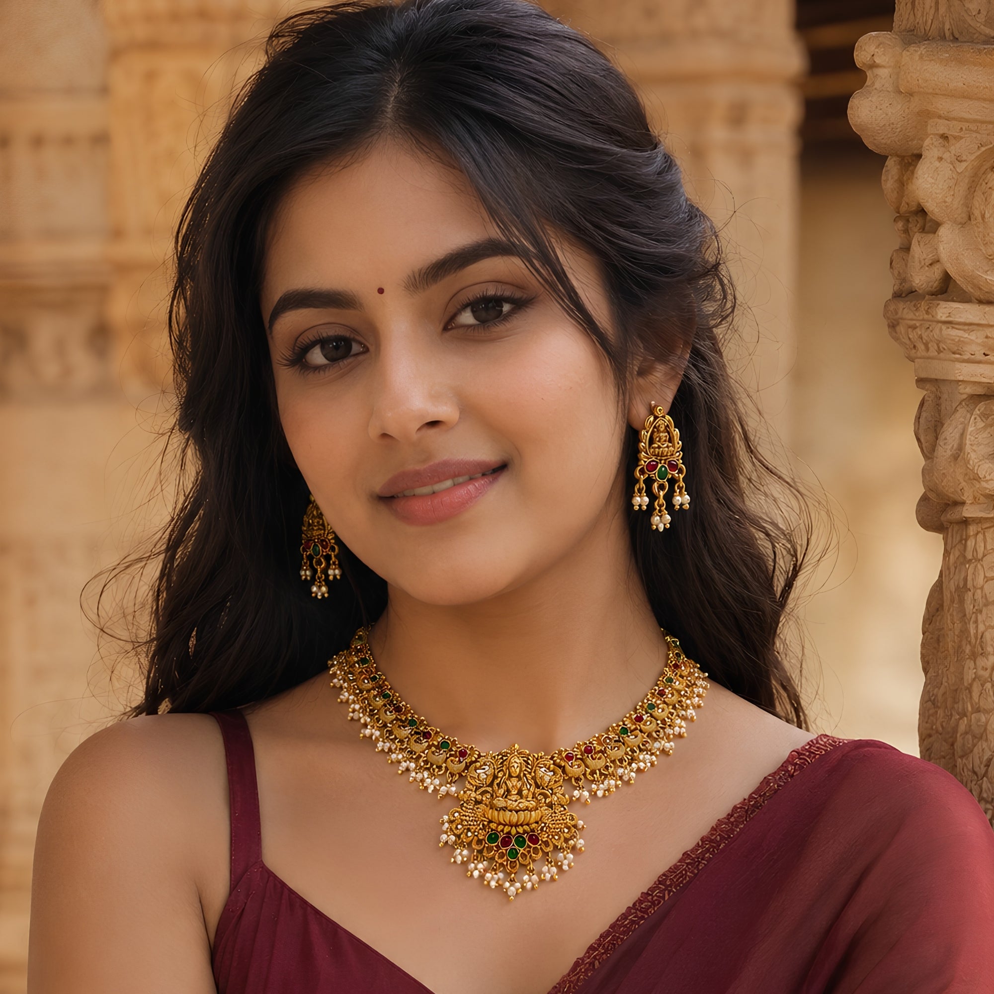 Sindhuja-Lakshmi Choker Temple Necklace Set