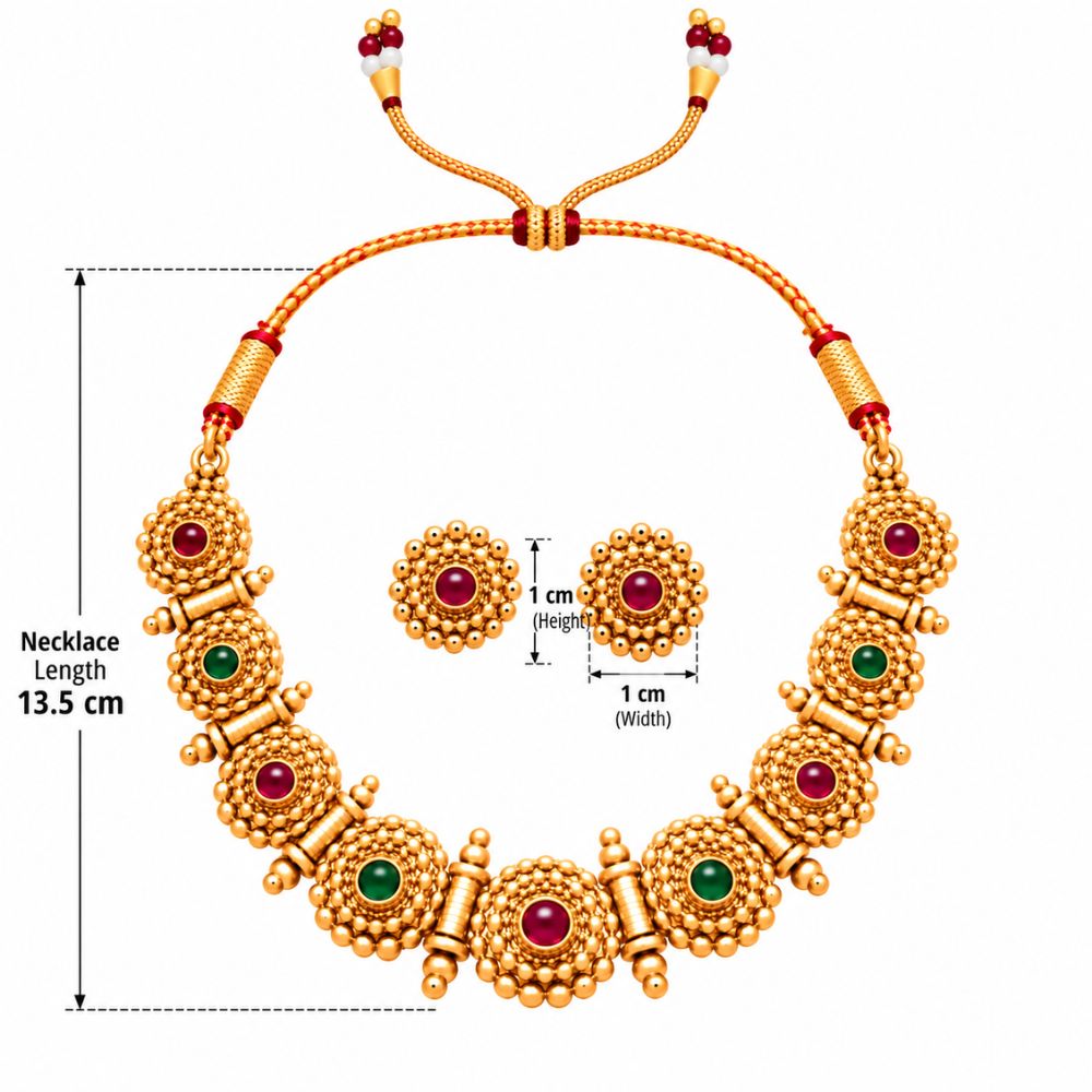 Padma - Pink & Green Heritage Floral Necklace Set