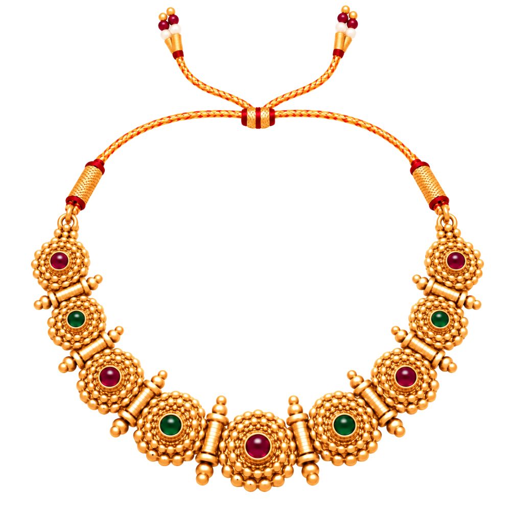 Padma - Pink & Green Heritage Floral Necklace Set