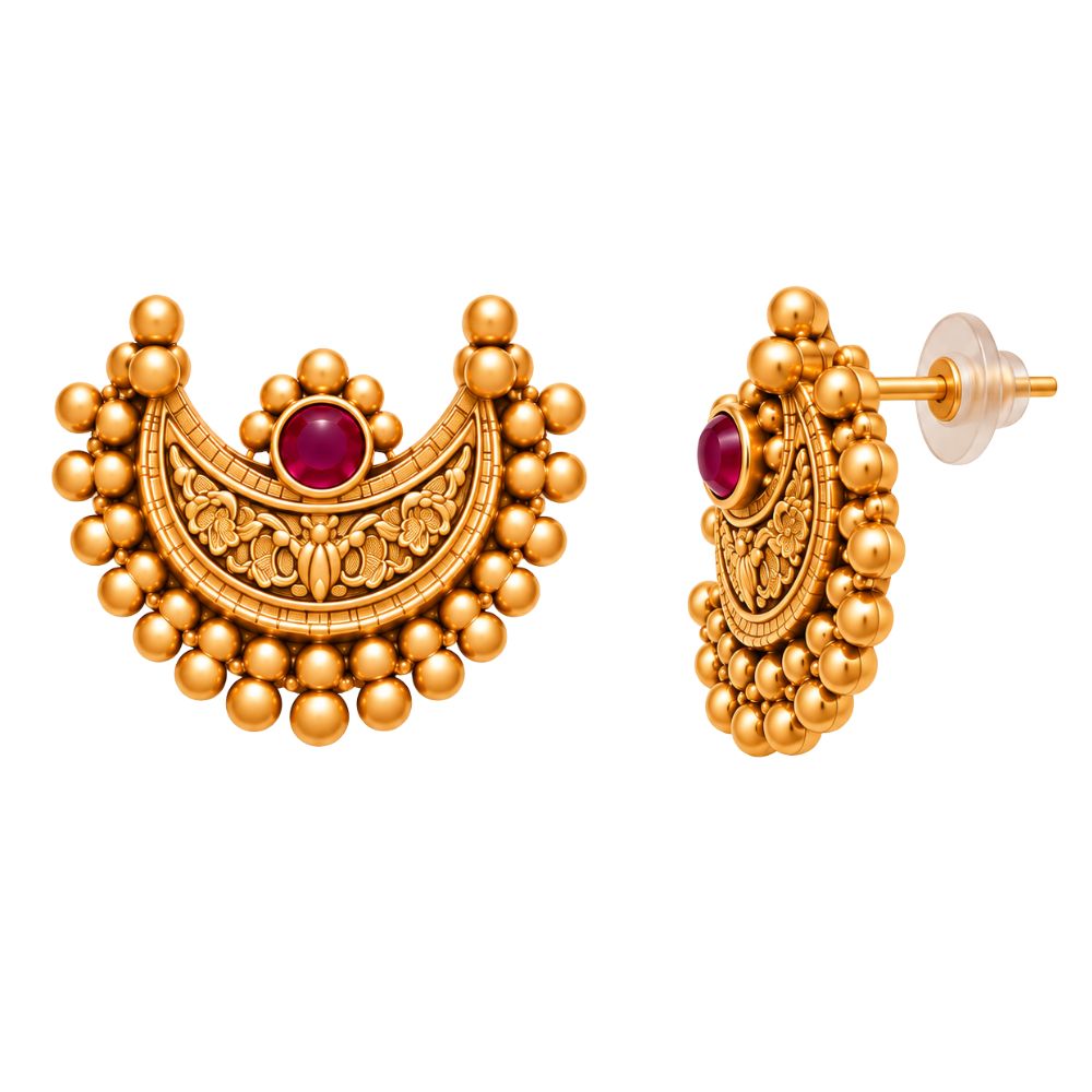 Chitralekha- Pink & Green Crescent Necklace Se