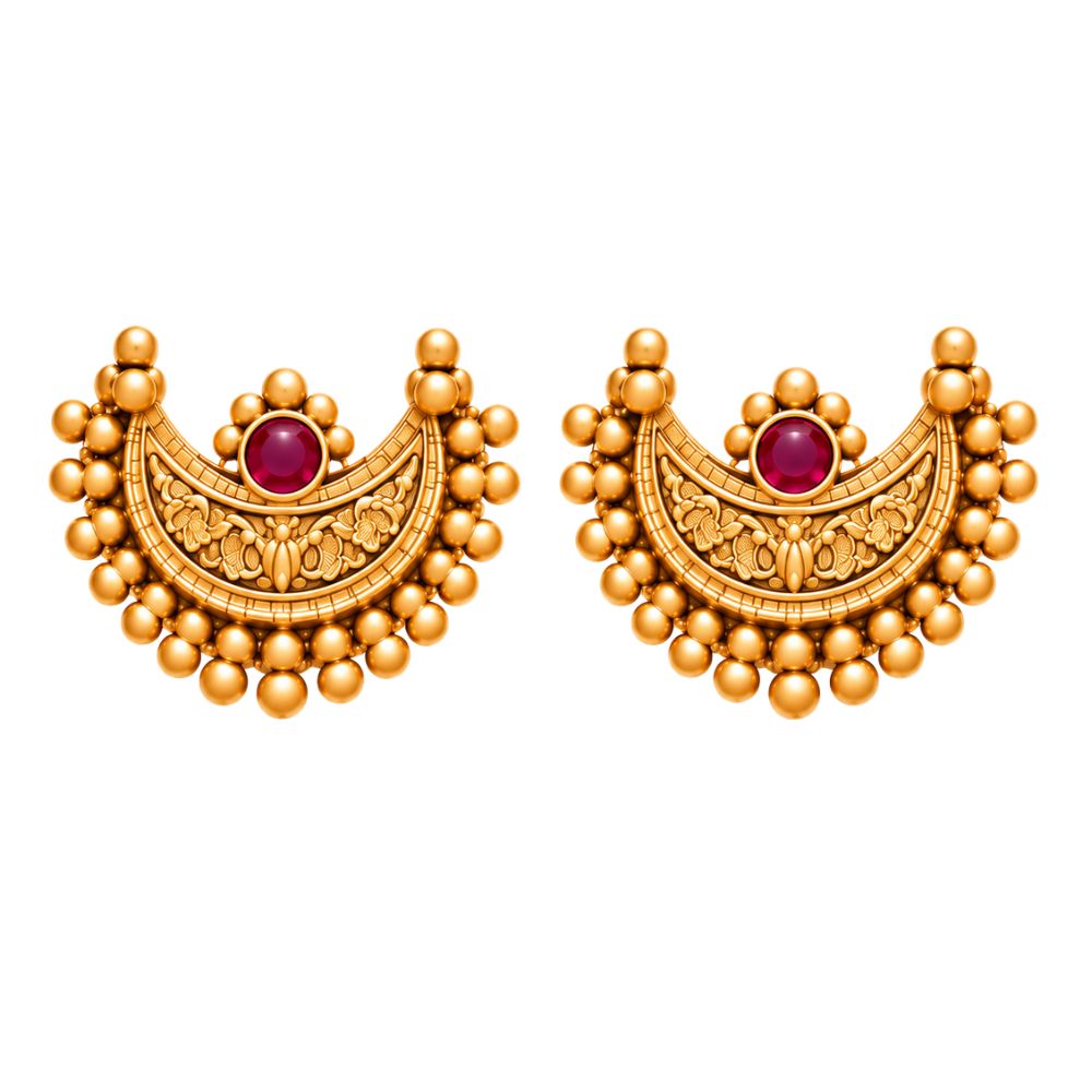 Chitralekha- Pink & Green Crescent Necklace Se