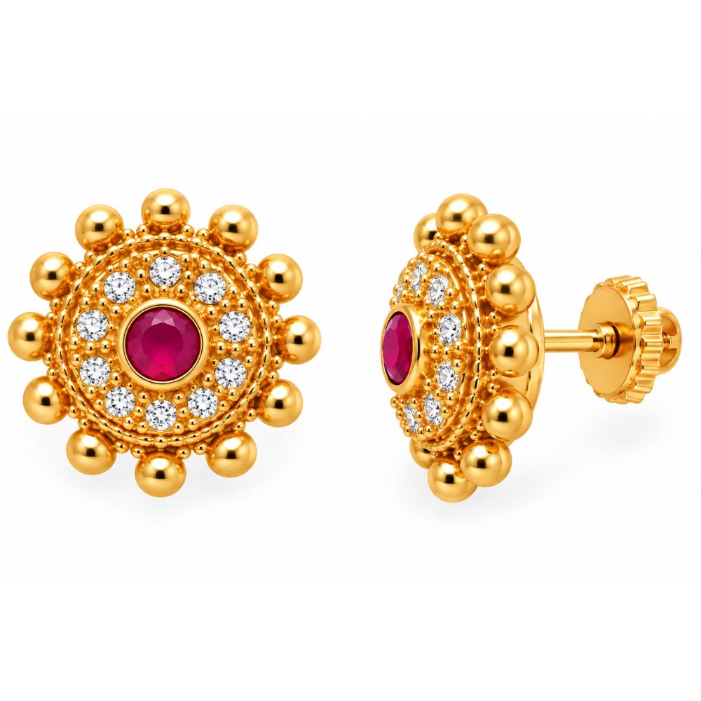 Shweta -Dark pink and Green Pearl Floral Heritage Necklace Set