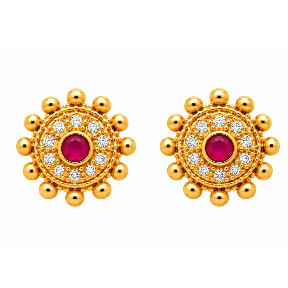 Shweta -Dark pink and Green Pearl Floral Heritage Necklace Set
