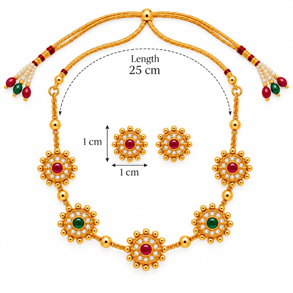 Shweta -Dark pink and Green Pearl Floral Heritage Necklace Set