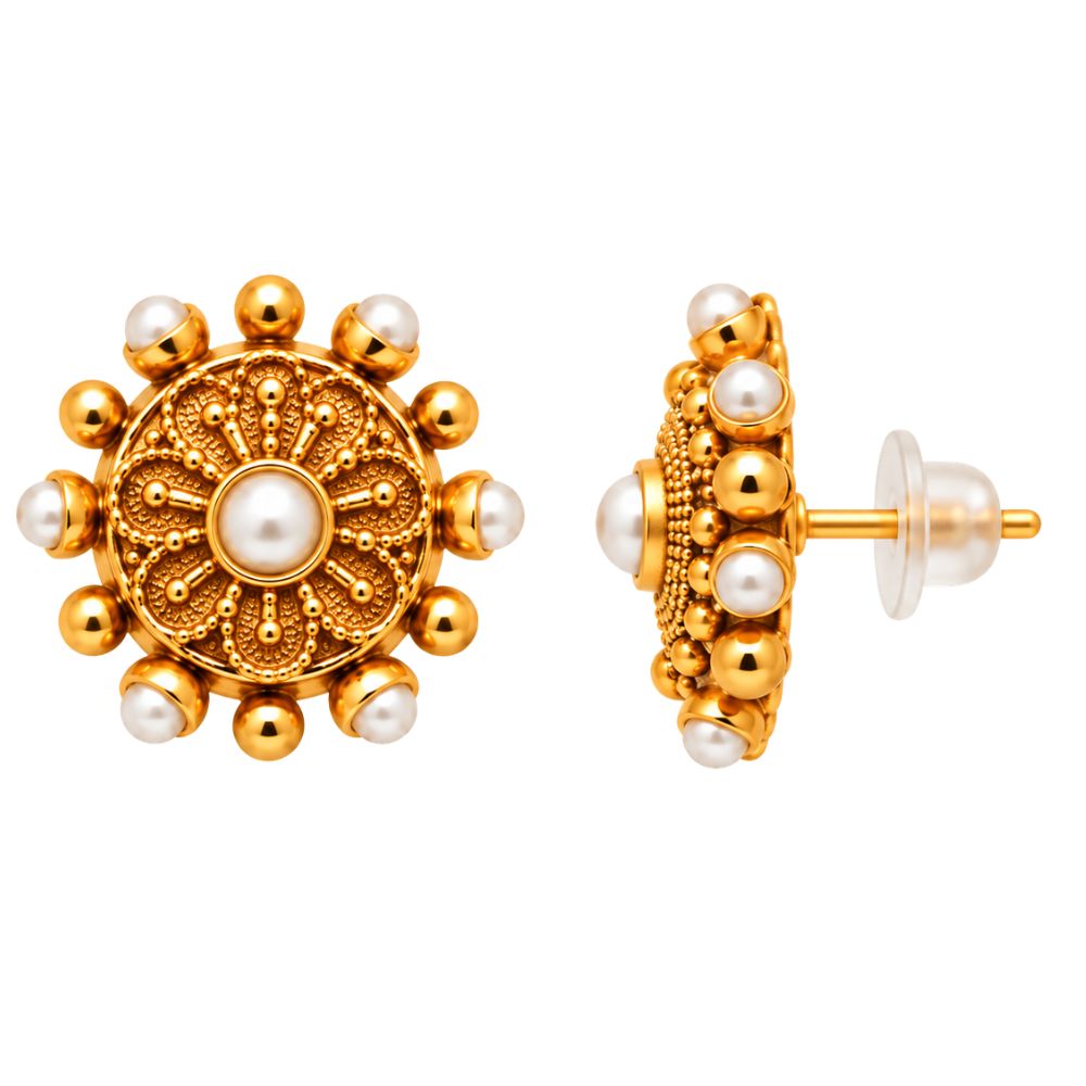 Shweta - White Pearl Floral Heritage Necklace Set
