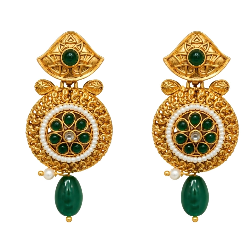 Nayab – Green & Pearl Layered Necklace Set