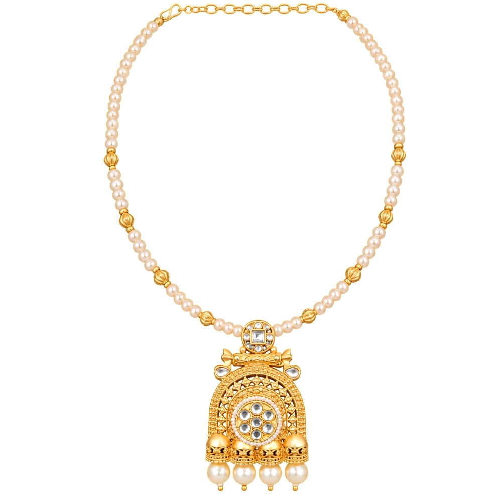 Fariham – White Pearl Beaded  Necklace Set