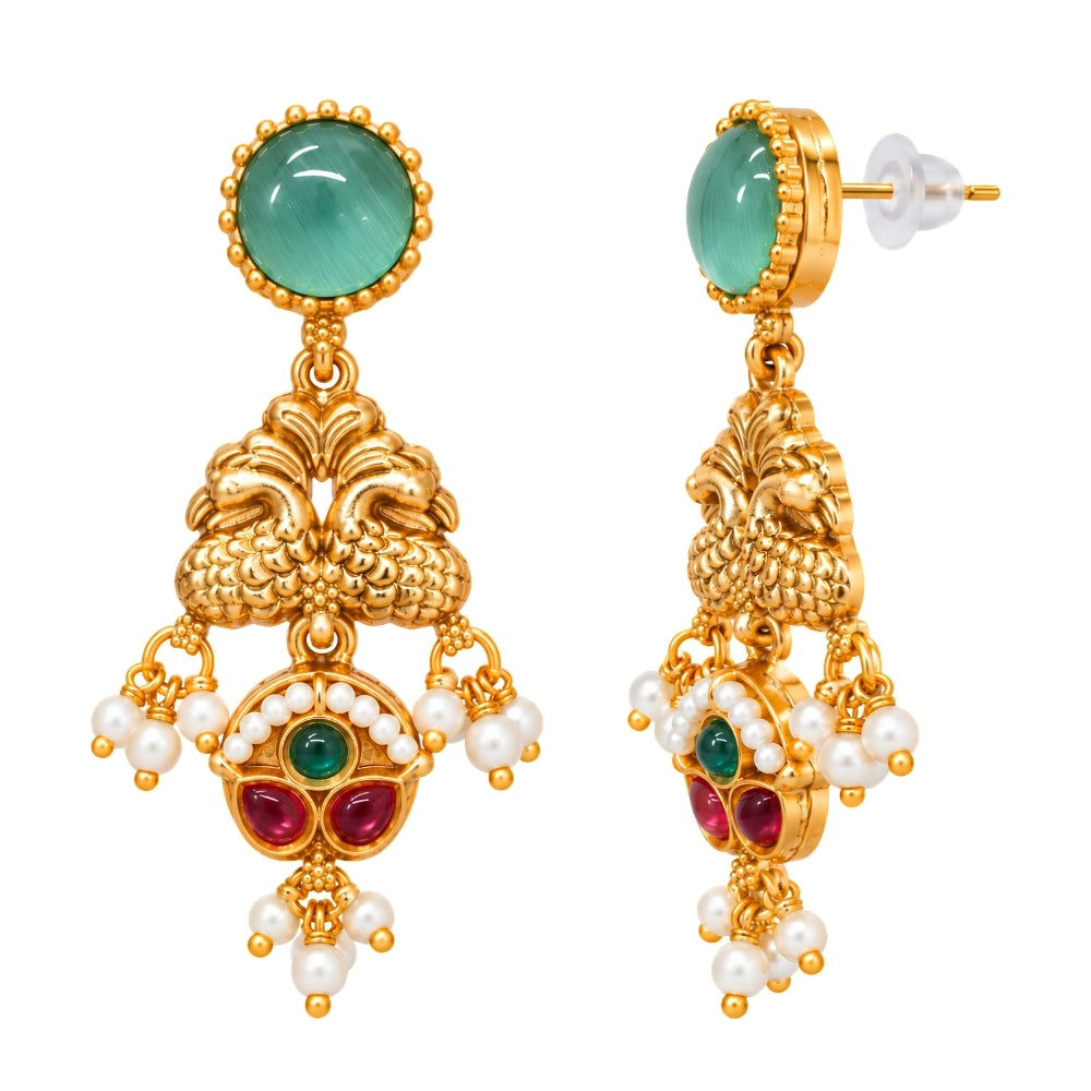 Eram – Multicolour Kundan Pearl Layered Necklace Set