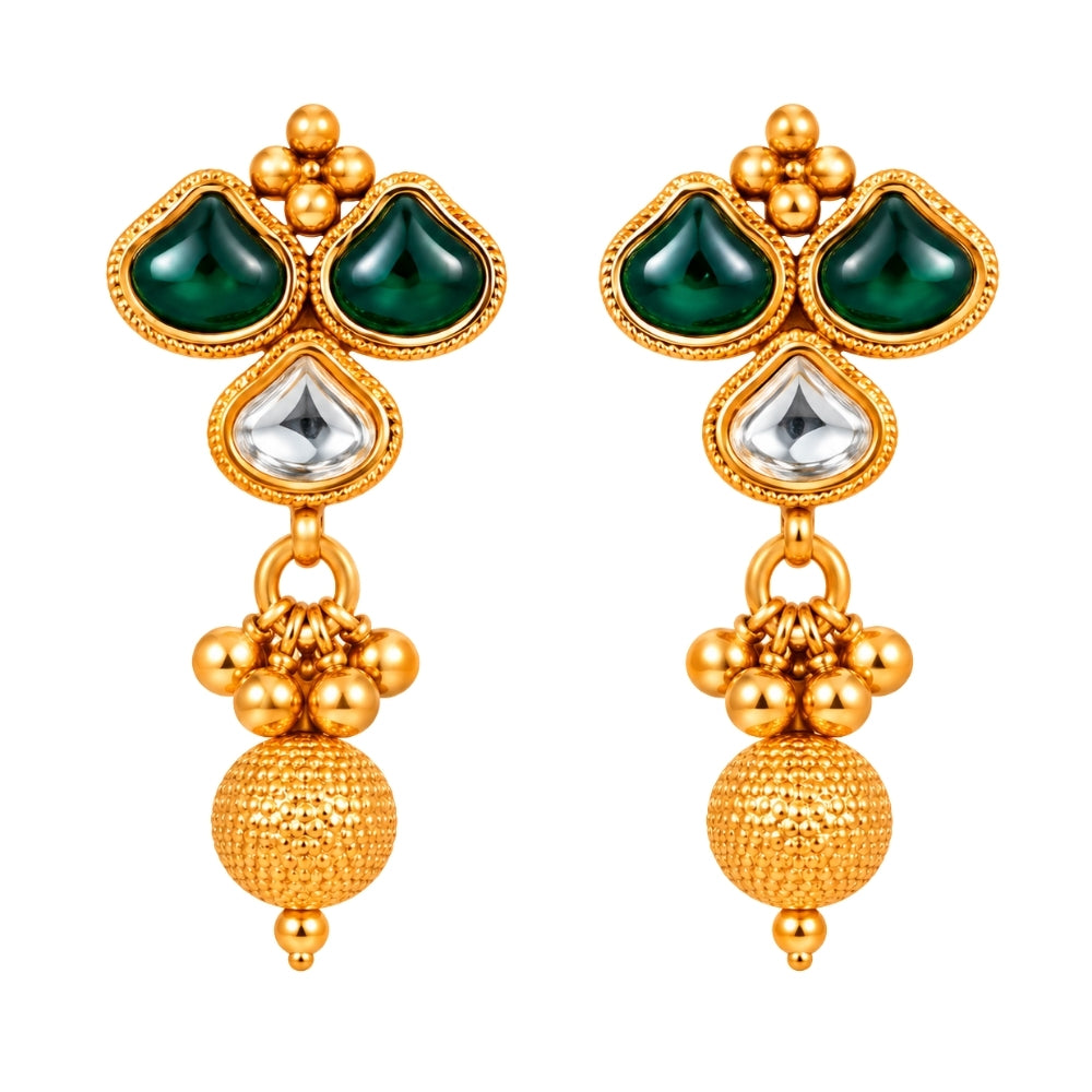 Nehal – Green & White Kundan Necklace Set