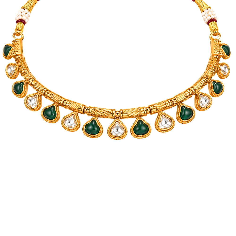 Nehal – Green & White Kundan Necklace Set