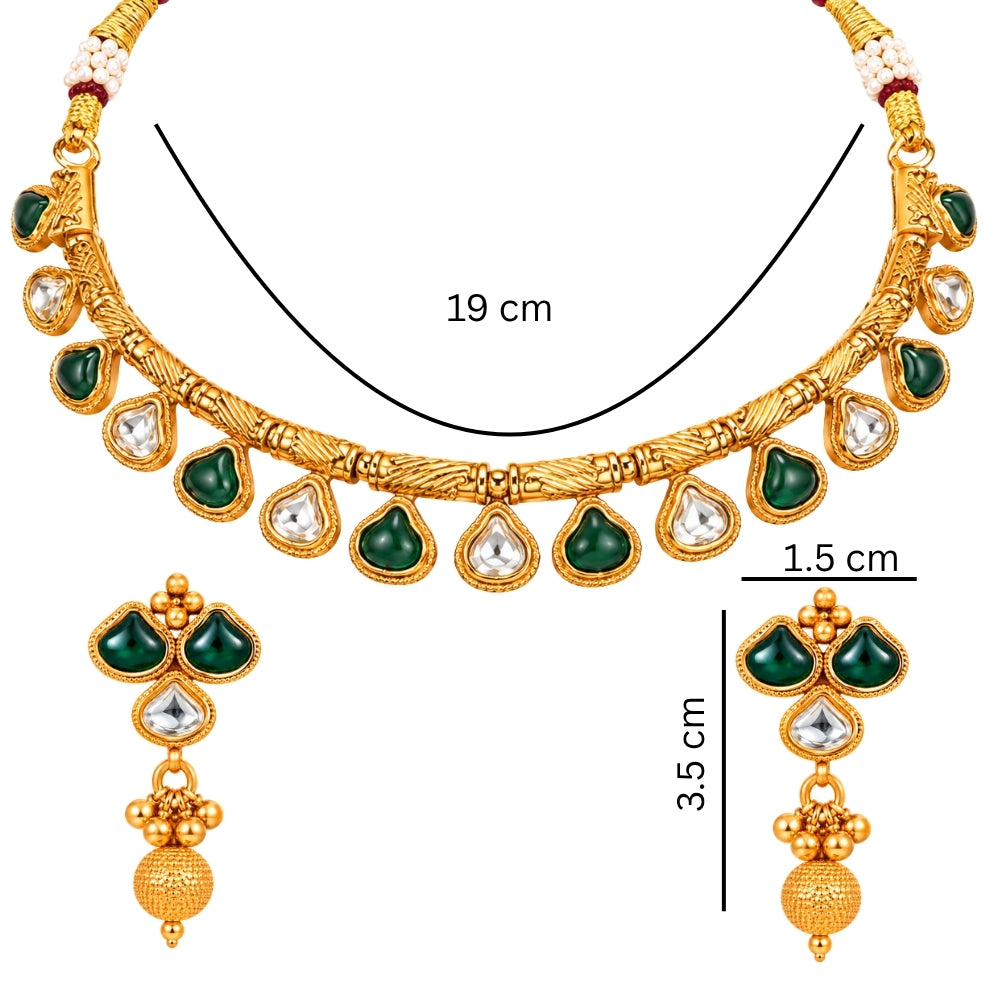 Nehal – Green & White Kundan Necklace Set