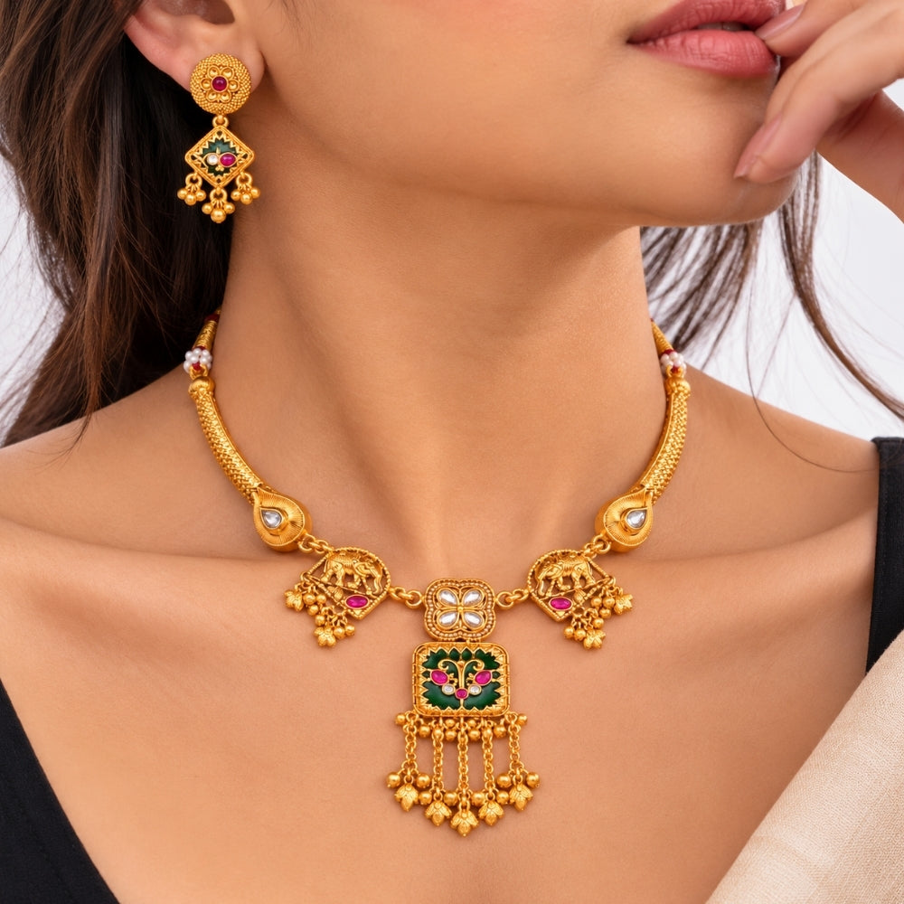 Harlin – Multicolour Heritage Choker Necklace Set