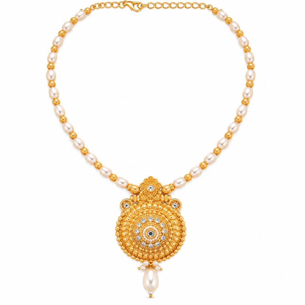 Aaranya – White Pearl Pendant Necklace Set