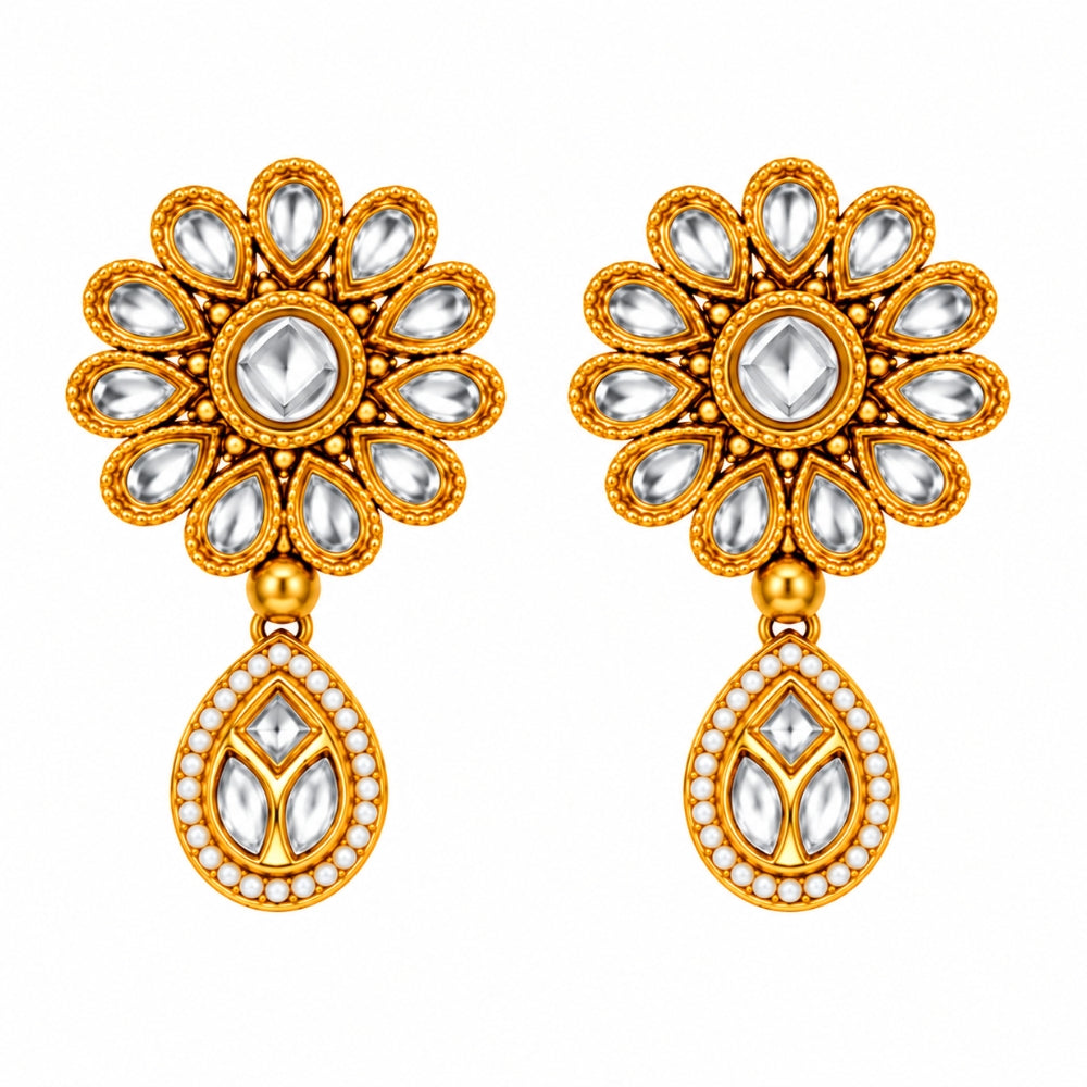 Sagrika – White Kundan Floral Choker Necklace Set