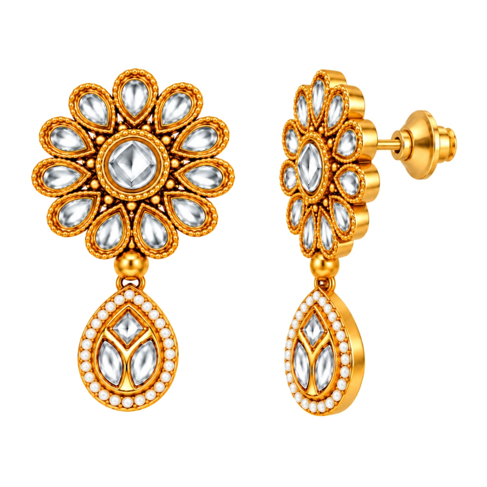 Sagrika – White Kundan Floral Choker Necklace Set