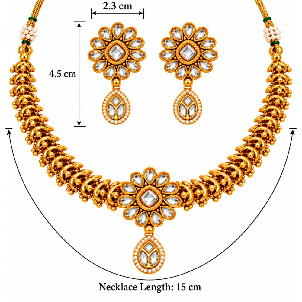 Sagrika – White Kundan Floral Choker Necklace Set