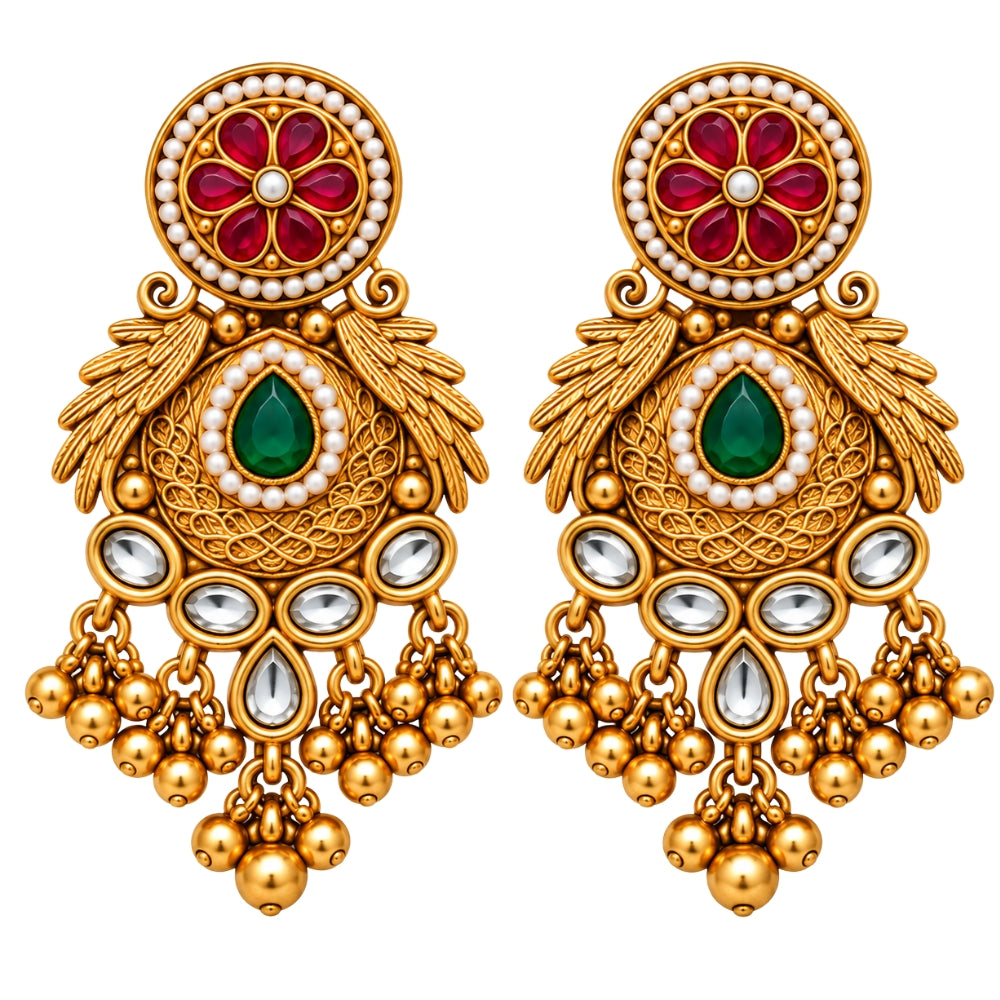 Darshini – Green Beaded Kundan Necklace Set