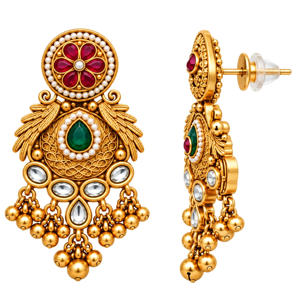 Darshini – Green Beaded Kundan Necklace Set
