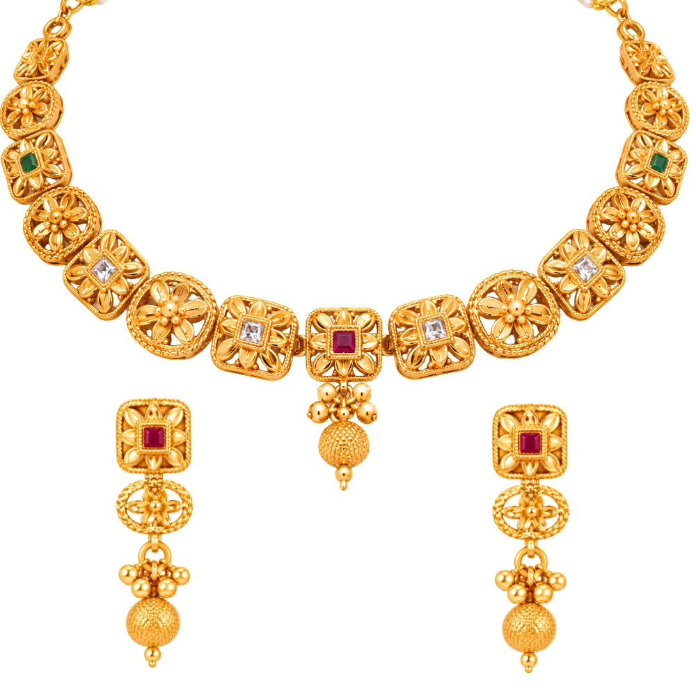 Jaslin – Floral Necklace Set