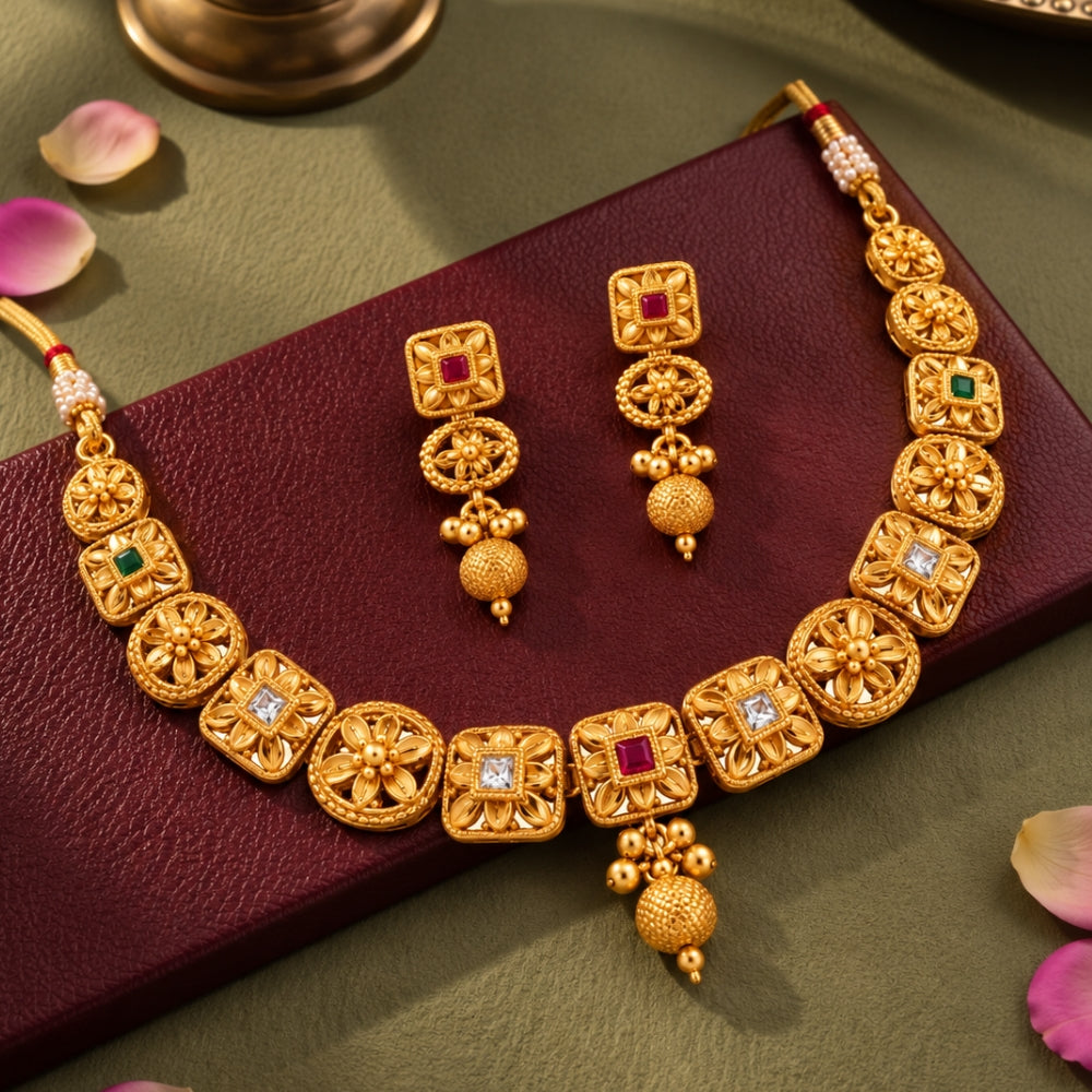 Jaslin – Floral Necklace Set