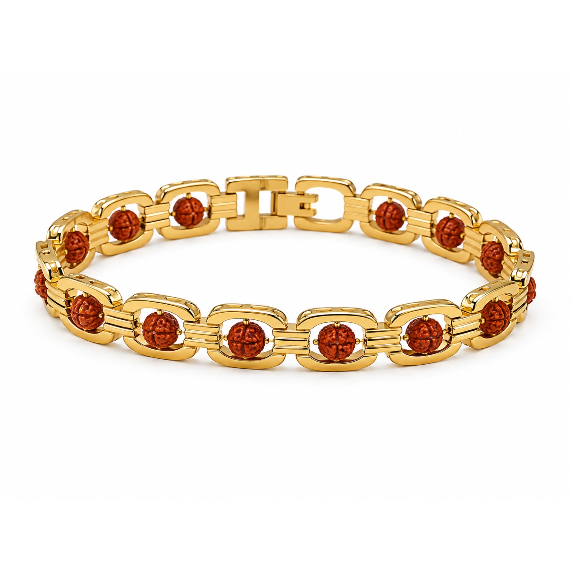 Viroh- Gold-Tone Rudraksha Link Bracelet for Men