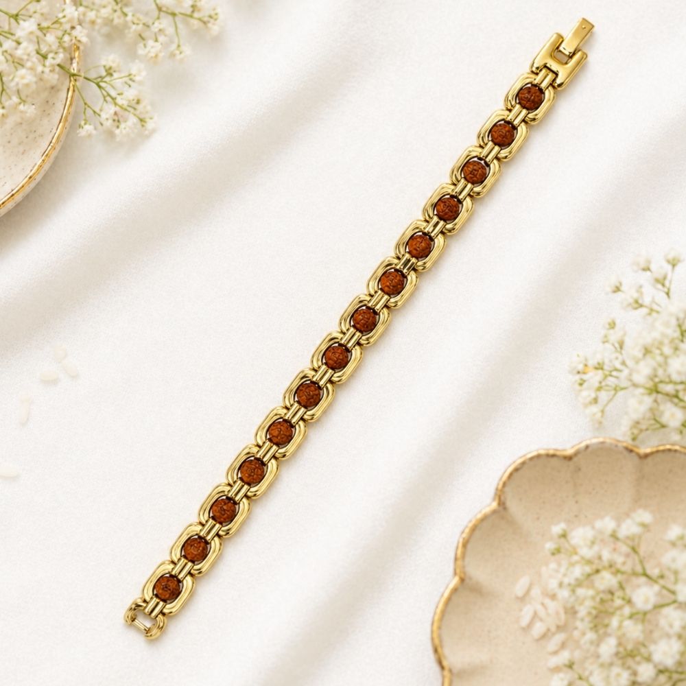 Viroh- Gold-Tone Rudraksha Link Bracelet for Men