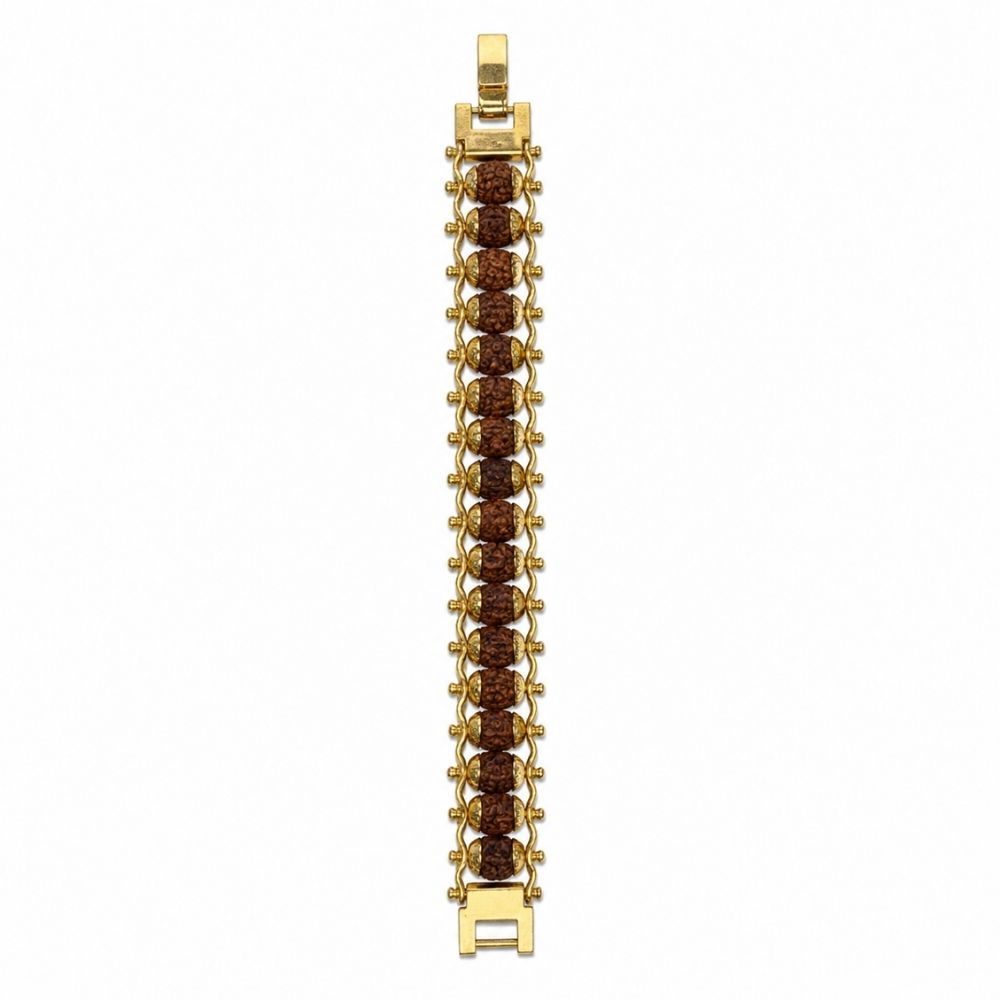 Adhray- Traditional Gold-Tone Rudraksha Bracelet for Men