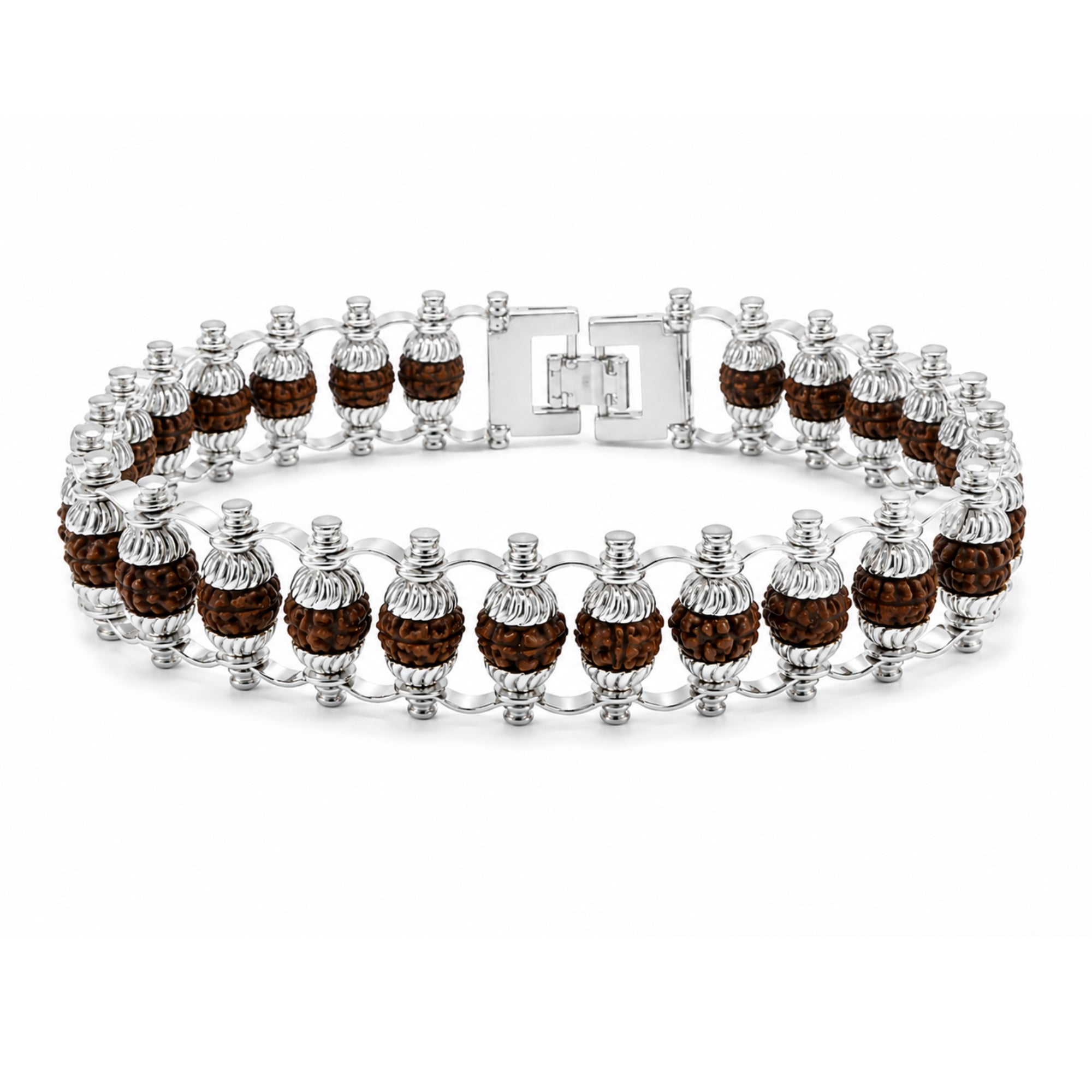 Adhray- Traditional Silver-Tone Rudraksha Bracelet for Men
