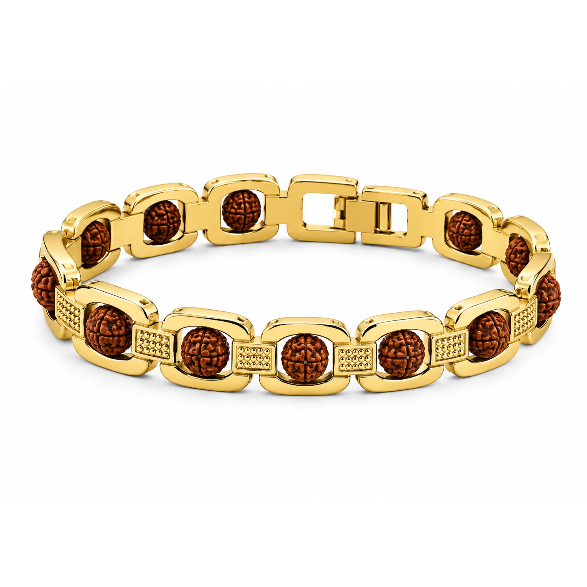Ishvith- Gold-Tone Rudraksha Bracelet for Men
