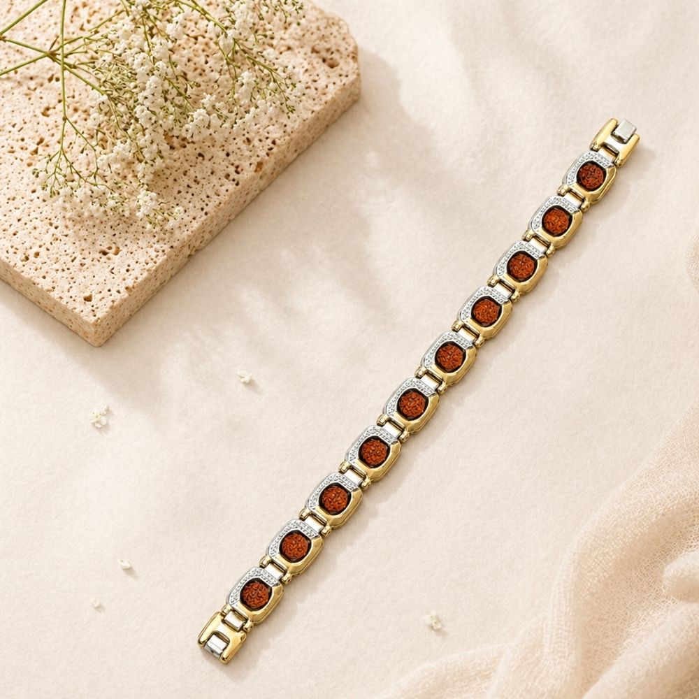 Ritansh- Gold & Silver Tone Rudraksha Bracelet for Men