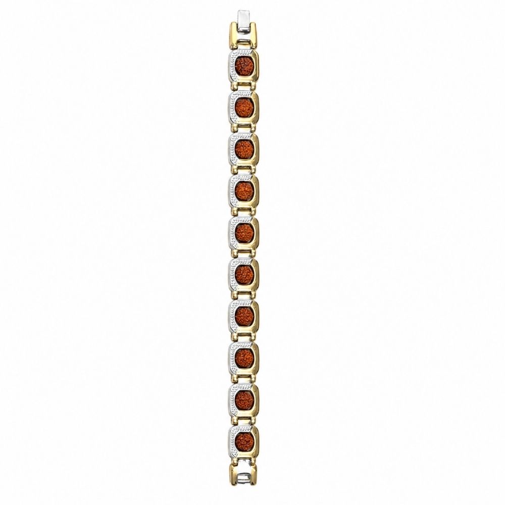 Ritansh- Gold & Silver Tone Rudraksha Bracelet for Men