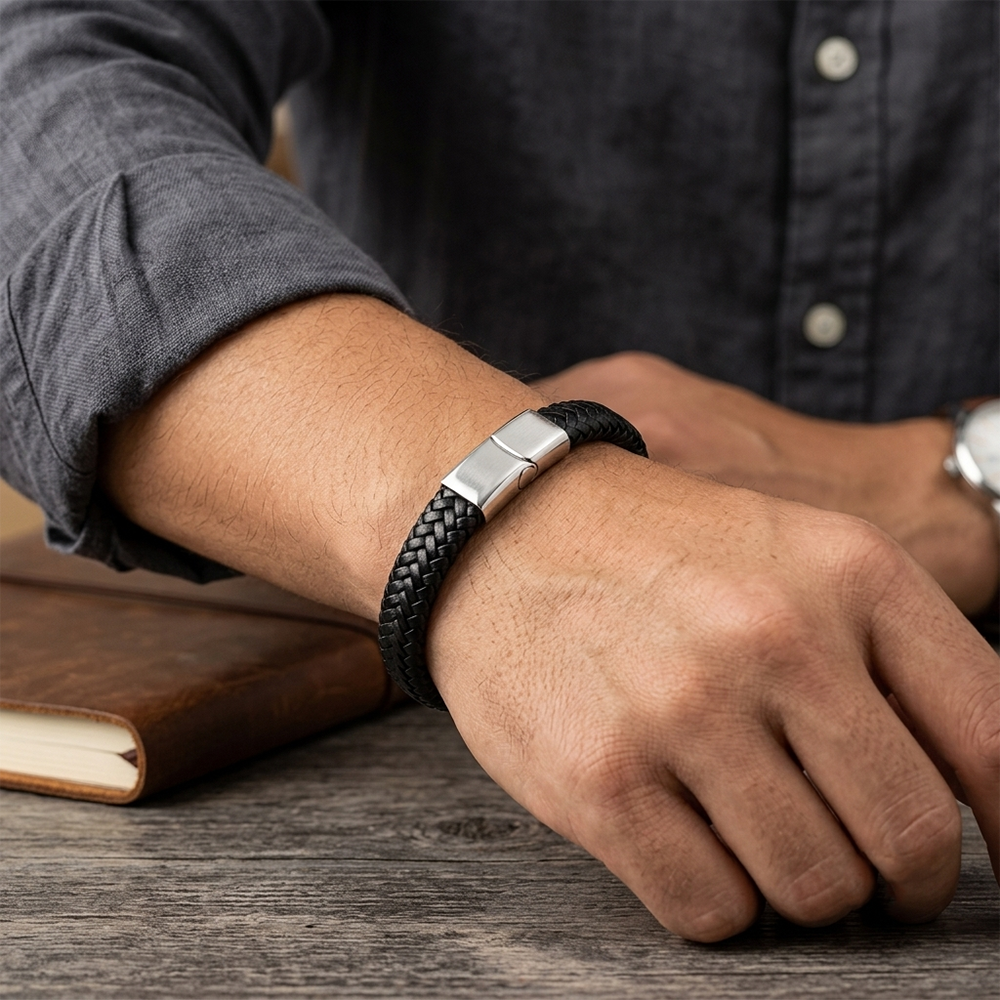 Saanvit- Men's Premium Braided Leather Bracelet