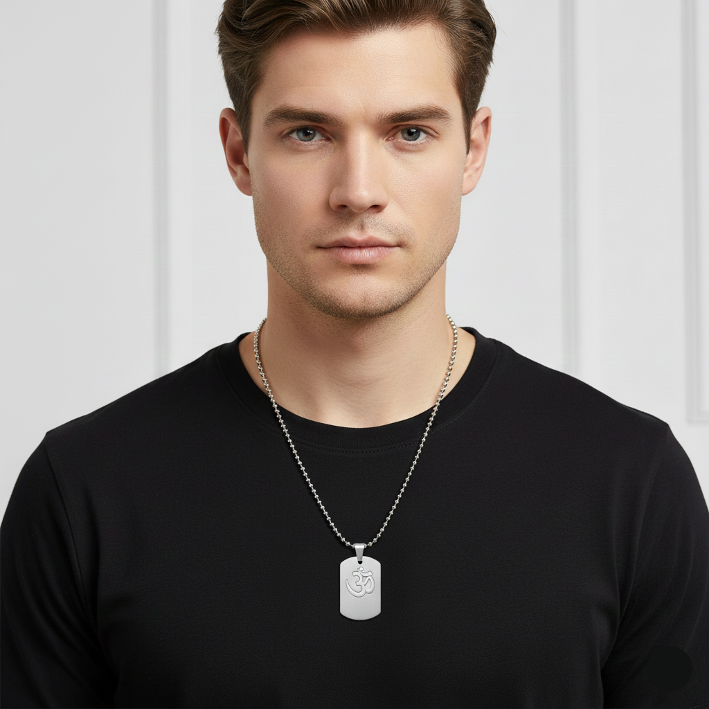 Bhairava- Stainless Steel Om Symbol Cut-Out Pendant